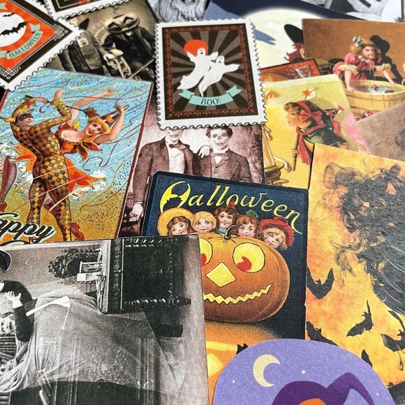 Halloween Junk Journal Ephemera 55 Pieces Horror Scary Gothic mq Craft Embellish - Picture 4 of 7